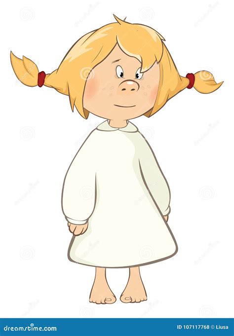 Illustration Of A Cute Little Girl Cartoon Character Stock Vector