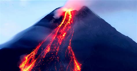 A volcano is a conical hill or mountain formed by material from the mantle being forced through an opening or vent in the earth's crust. Volcanoes