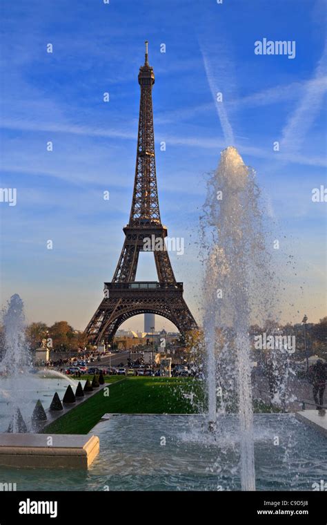 The Eiffel Tower From The Jardins De Trocadero Paris France Seen