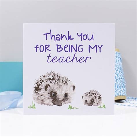 Thank You For Being My Teacher Hedgehog Card By Olivia Morgan Ltd