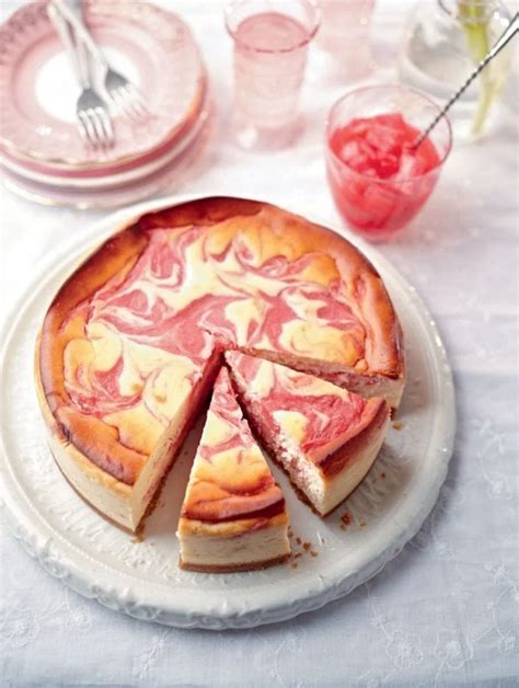 Rhubarb And Lemon Baked Cheesecake Recipe Delicious Magazine