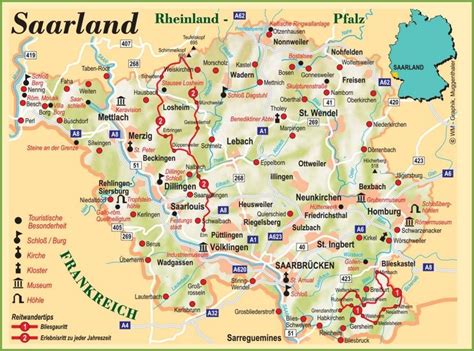 Saarland Tourist Map Tourist Map Saarland Map