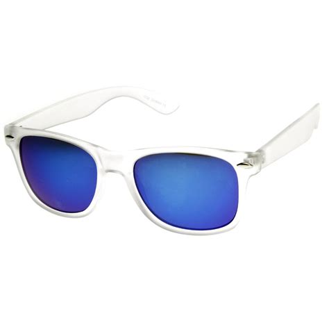 Frosted Frame Revo Reflective Lens Wayfarer Sunglasses Zerouv