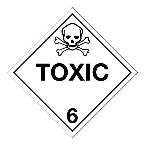 Hazard Class Toxic Removable Self Stick Vinyl Worded Placard Icc