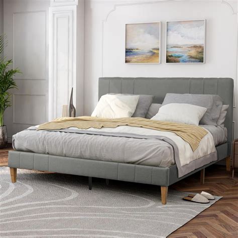 Upholstered Platform Bed Tufted Bedding Inspiration Scandinavian