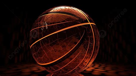 Black Lined 3d Illustration Of An Orange Basketball Background