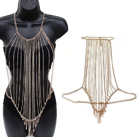Fashion Jewelry New Women Body Full Metal Body Chain Gold JEWELRY Necklace Bikini Belly Harness