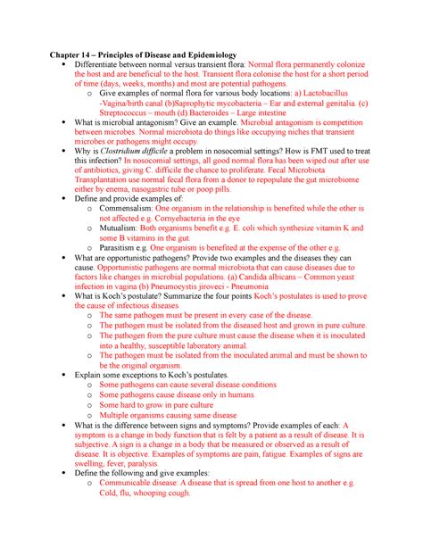 Bio 226 Ch 14 Disease And Epidemiology Chapter 14 Principles Of