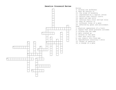Genetics Crossword Review 2012