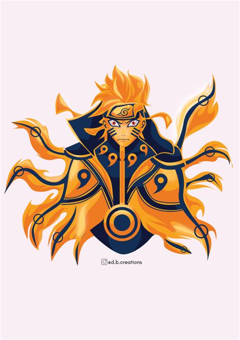 Narutos Nine Tails Chakra Mode Illustration Naruto Naruto Nine