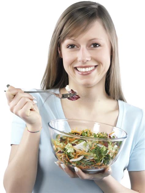 Woman Eating Salad Stock Photo Image Of Dieting Salad 8299938
