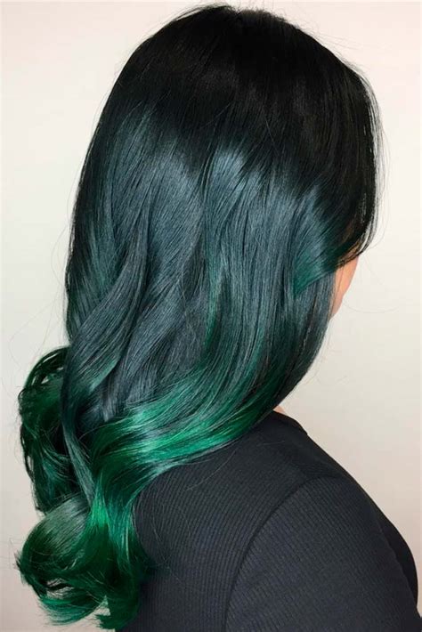Black Hair Ombre Green
