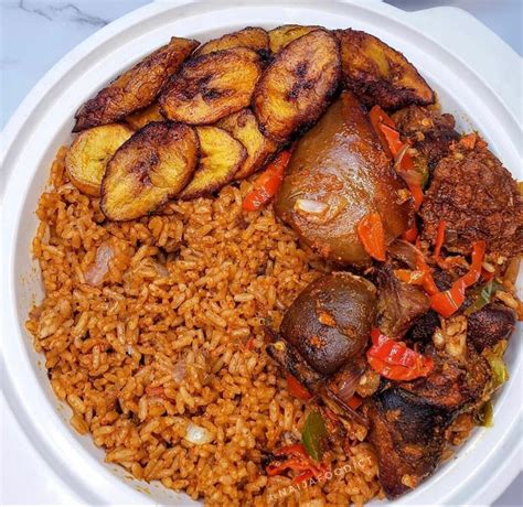 Jollof Rice Nigerian Food Plantains Food Cravings Chana Masala Fried Rice Fries Meat