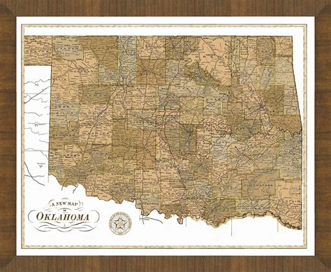 Old Map Of Oklahoma A Great Framed Map That S Ready To Hang