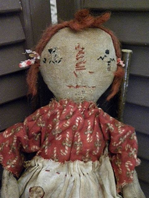 Primitive Christmas Candy Cane Red Raggedy Ann Doll By Mustard Etsy