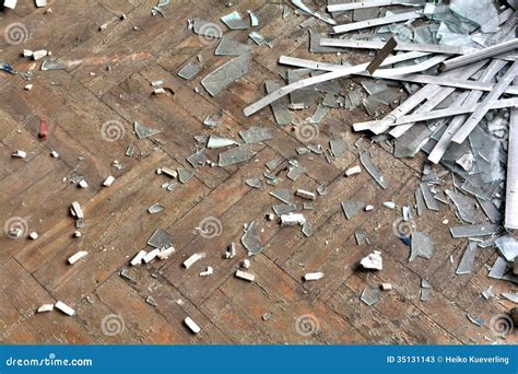 Broken Glass On A Floor Stock Image Image Of Glass Shards 35131143