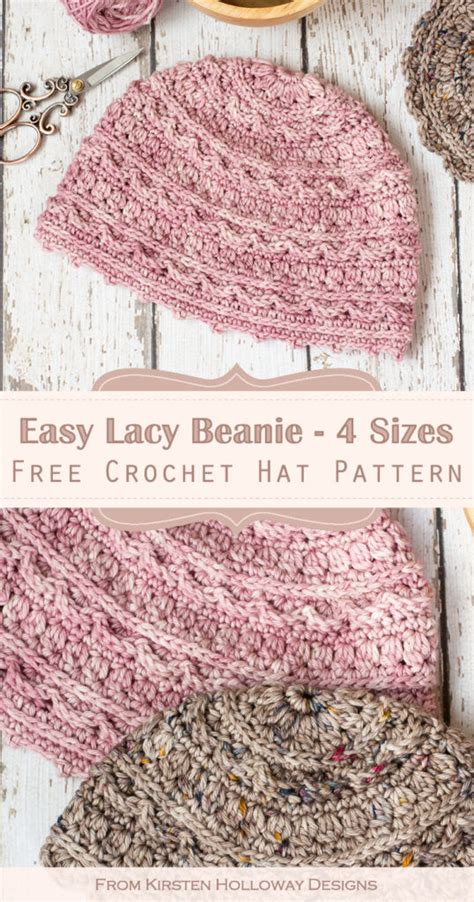 layer cake beanie cute lace hat pattern free crochet tutorial kirsten holloway designs