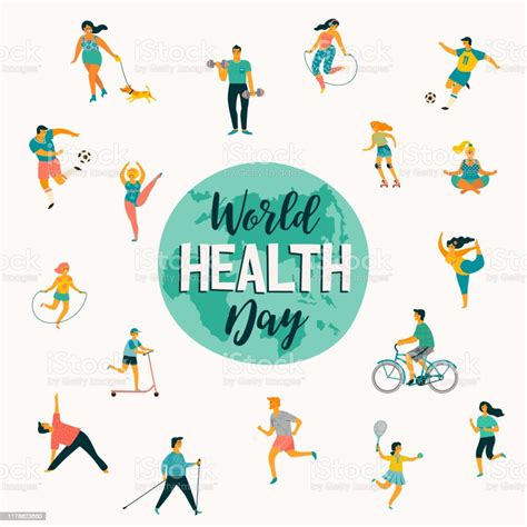 World Health Day Vector Illustration Of People Leading An Active
