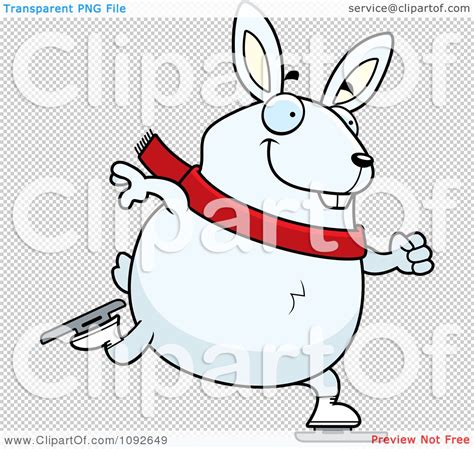 Clipart Chubby White Rabbit Ice Skating Royalty Free Vector