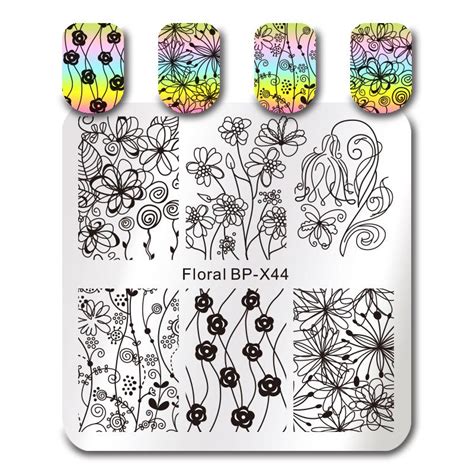 1pc Nail Stamping Template Butterfly Flower Design Square Nail Art