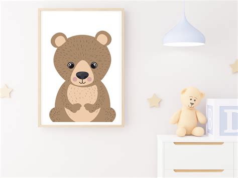 Nursery Wall Art Custom Teddy Bear Woodlands Home Decor Etsy