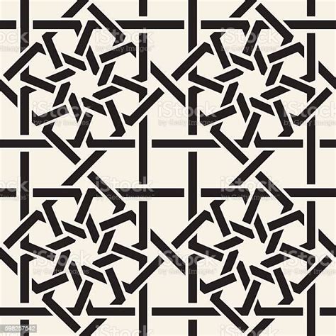 Vector Seamless Black White Geometric Inrerlacing Lines Islamic Star