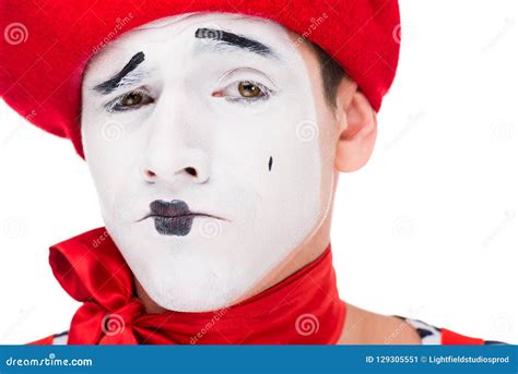 Portrait Of Grimacing Mime With Makeup Stock Image Image Of Mime