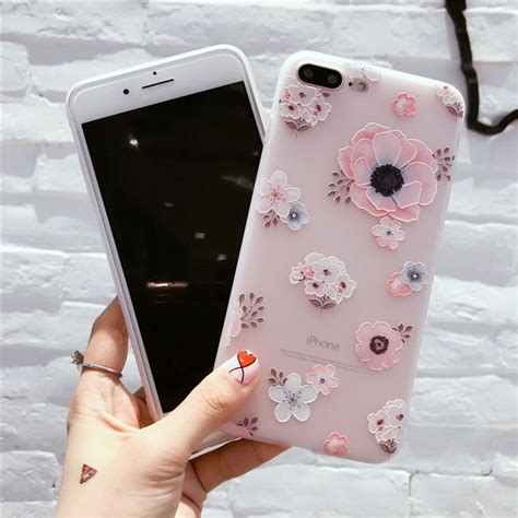 Flower Pattern Luxury Phone Case For Iphone 8 Plus Case Soft Silicone Floral Protect Full Cover