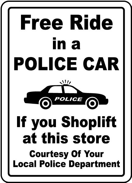 Free Ride In A Police Car Sign Claim Your 10 Discount