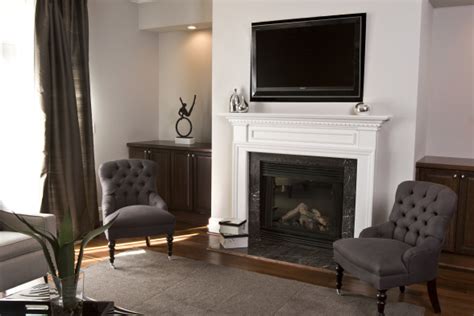 Fireplace Tv Niche Transitional Living Room Sherwin Williams