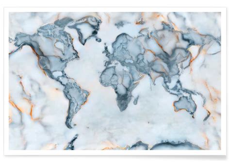 World Marble Map Poster Juniqe