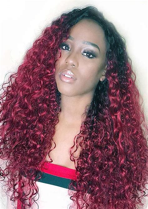 Ombre 1b 99j Burgundy Deep Curly Lace Front Wig