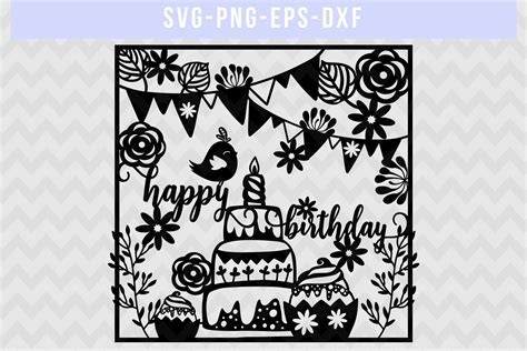 Happy Birthday Svg Cut File Papercut Template Dxf Eps Png