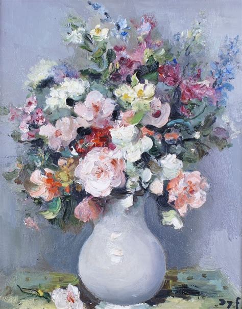 Beautiful flower vase table 04h. 12 attractive Oil Paintings Of Flowers In A Vase ...
