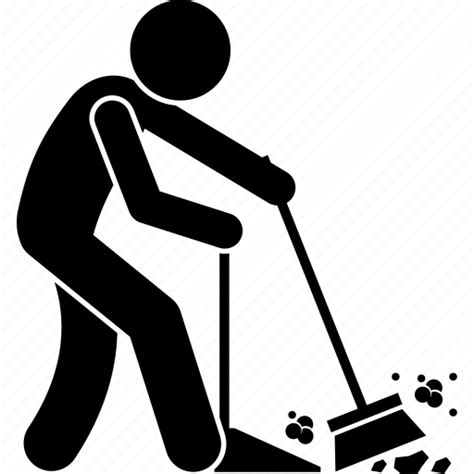 Broom Dust Dustpan Floor Man Sweeping Icon Download On Iconfinder