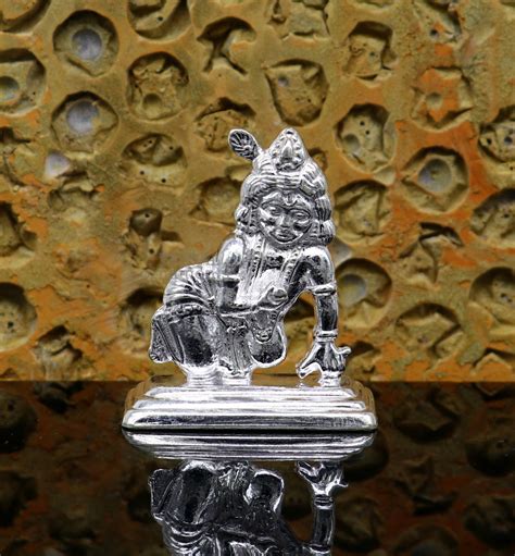 Solid Silver Handmade Design Indian Idol Little Krishna Ladu Gopalcr