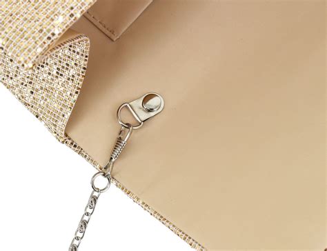 Naimo Flap Glitter Hard Case Evening Bag Clutch Handbag Purse Gold