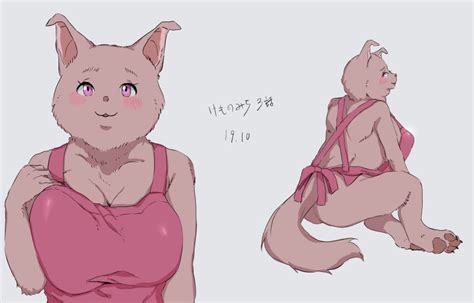 Rule 34 Anthro Apron Apron Only Ass Blush Breasts Canid Canine