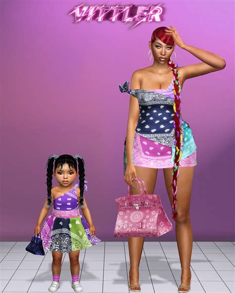 Bandana Mother Daughter Look Ts4 By Vittler Sims 4 Cc Finds