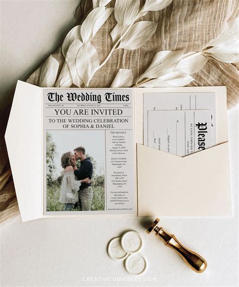 Newspaper Wedding Invitations Template Fully Editable Unique Etsy