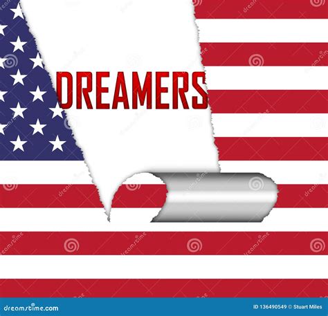 Daca Kids Dreamer Legislation Flag For Us Immigration 2d Illustration