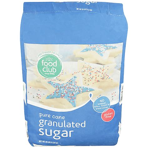 Food Club Pure Cane Granulated Sugar 25 Lb Bag Sugars And Sweeteners