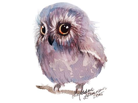 Watercolor Cutie Owl Owl Watercolor Owl Painting Watercolor Bird