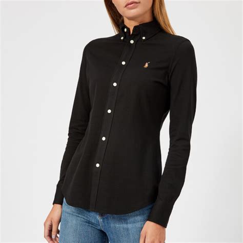 Polo Ralph Lauren Womens Long Sleeve Oxford Shirt Black Free Uk