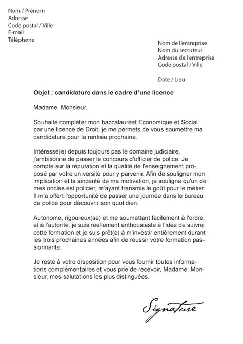 La licence est un diplôme national de l'enseignement supérieur qui se prépare en trois années (l1, l2, l3) après obtention du baccalauréat. exemple lettre de motivation licence 3 droit