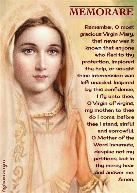 Memorare Prayer To Virgin Mary Prayers To Mary Memorare Prayer Catholic Prayers