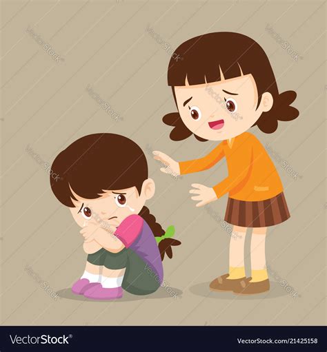 Girl Comforting Her Crying Friend So Sad Vector Image