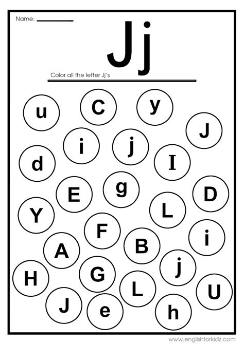 English For Kids Step By Step Letter J Worksheets Flash Cards