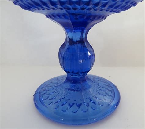 Pressed Blue Glass Footed Dish Zabkowice Glass Poland Collectors Weekly