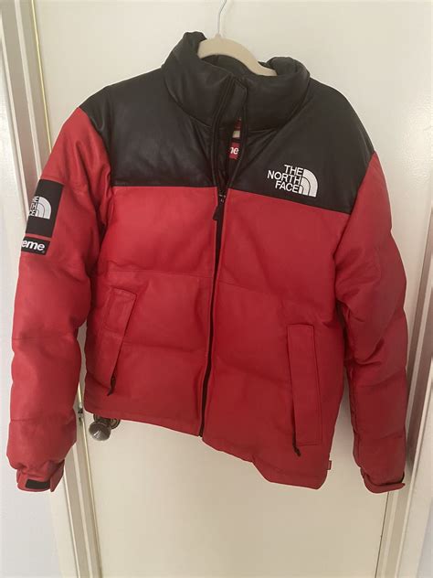 Supreme Supreme X The North Face Leather Nuptse Jacket Red Fw17 Sz S